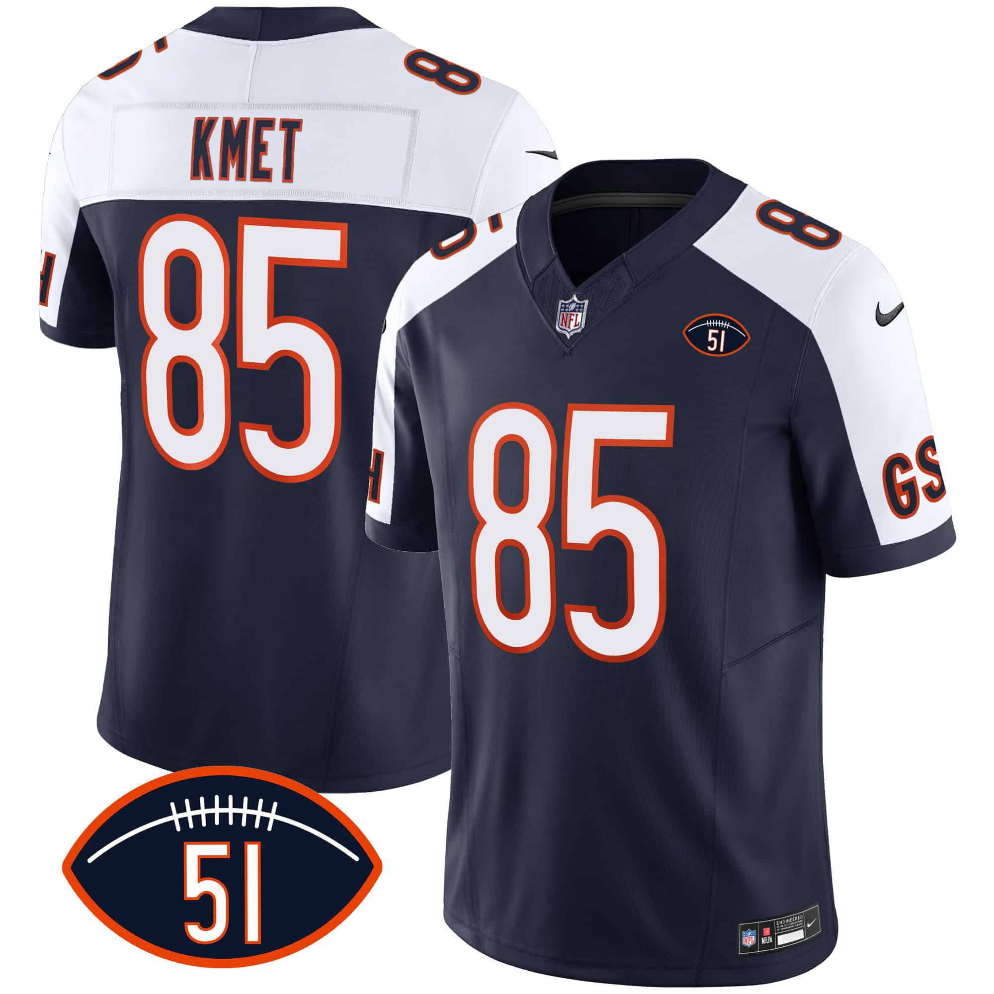Men Chicago Bears #85 Kmet Blue 2024 Nike Patch GSH Vapor NFL Jersey